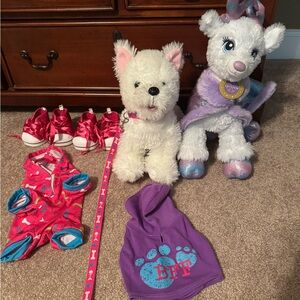 BAB stuffed dog with accessories and stuffed glitzen reindeer